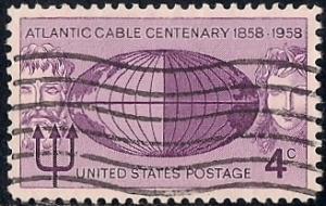 1112 4 cent Atlantic Cable Stamp used EGRADED XF 90 XXF