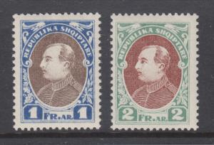 Albania Sc 193-194 MNH 1925 President Zogu, unissued 1f and 2f values, fresh, VF