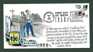 Sc. 3187b 1950s CTC Teen Fashion FDC - Nikirk Cachet