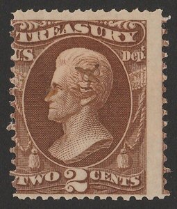 UNITED STATES 1873 Official Treasury 2c brown. Sc O73 cat US$125.