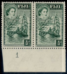 FIJI QEII SG280, ½d myrtle-green, NH MINT. CONTROL PAIR