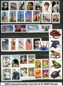 US 2003 Commemorative Yearset collection of 41 stamps  MNH