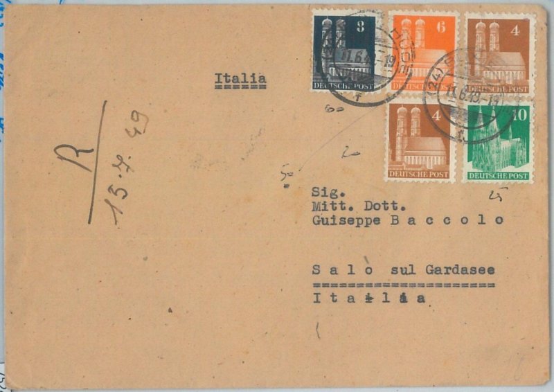 75240 - GERMANY Allied Occupation  - POSTAL HISTORY - REGISTERED COVER to ITALY