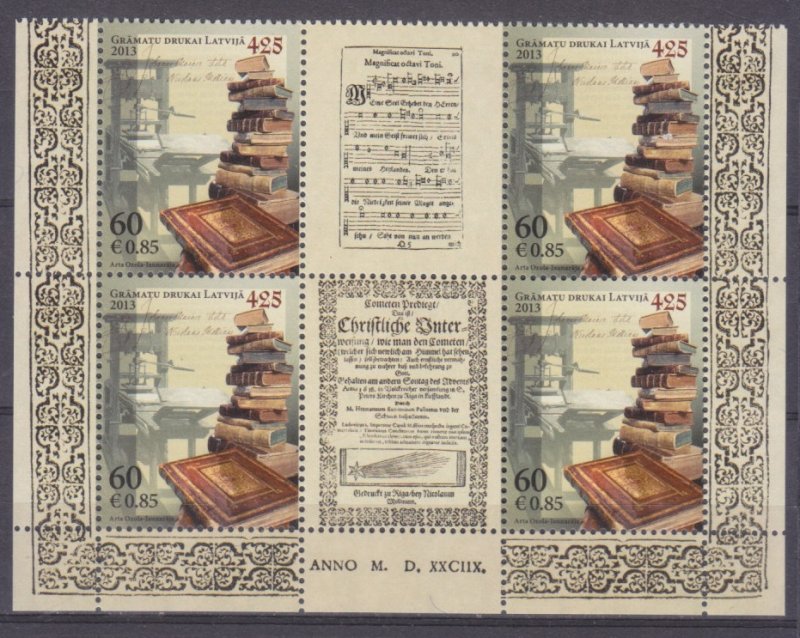 2013 Latvia 875x4Tab 425 years printing works at the Latvian territory 7,00 €