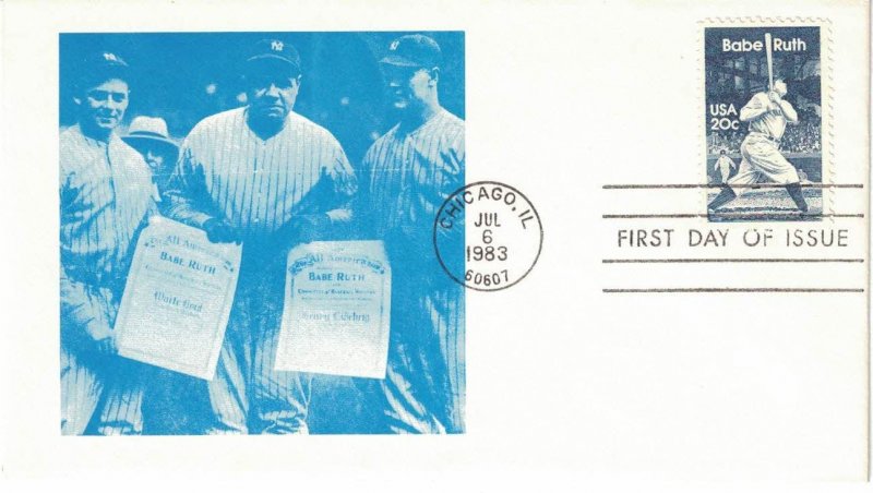 1983 FDC, #2046, 20c Babe Ruth, BR D-216