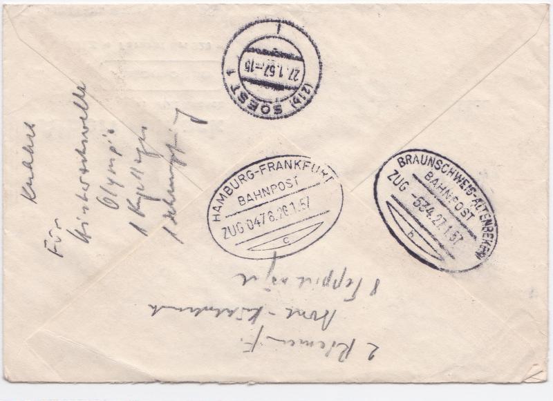 Germany DDR 1957  Bahnpost railway stamps  cover ref  r20102