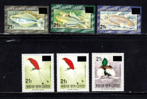 Papua New Guinea stamps #876 - 878c, MNHOG,  Birds, Fish