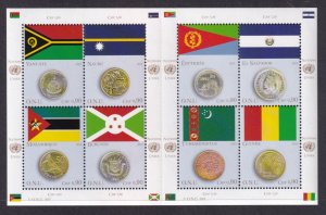 UN Geneva 594 Flags Coins Souvenir Sheet MNH VF