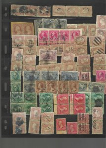 36 multiples used US stamps (pairs, strips 3-4, 1 block) 1865-1902 WOW!