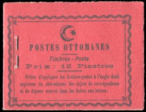 Turkey #240, 1913 12pi unexploded booklet, with four panes of six of 20pa car...