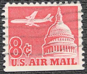 US #C64 Used Booklet Single, Jet Over Capitol, SCV $.20 L12