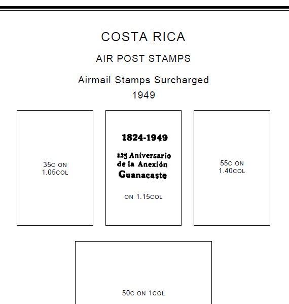 PRINTED COSTA RICA 1863-2010 STAMP ALBUM PAGES (207 pages)