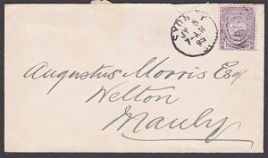 NEW SOUTH WALES 1895 1d on cover Sydney to Manly - arrival cds on reverse..A2133