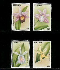 Liberia 2000 - Flowers Orchids - Set of 4 Stamps - MNH