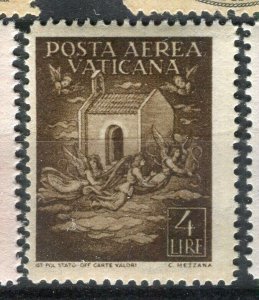 VATICAN; 1947 early Airmail issue fine Mint hinged 4L. value