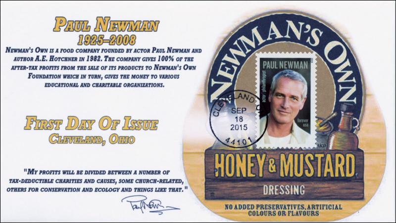 2015, Paul Newman, FDC, BW Postmark, 15-222