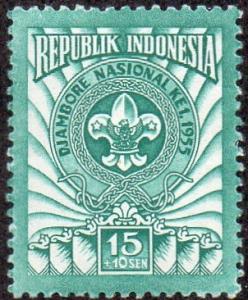 Indonesia B83 - Mint-NH - 15s + 10s Scout Emblem (1955) (cv $0.60)