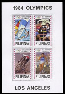 Philippines #1705 Cat$15, 1984 Olympics souvenir sheet, never hinged