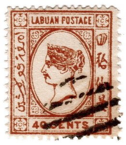 (I.B) Labuan Postal : 40c Ochre (1892)