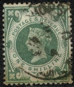 QV Jubilee 1887-92 1/- Dull Green (Shades) Wmk. 49 (Imp Crown) Used S.G. 211 (2)