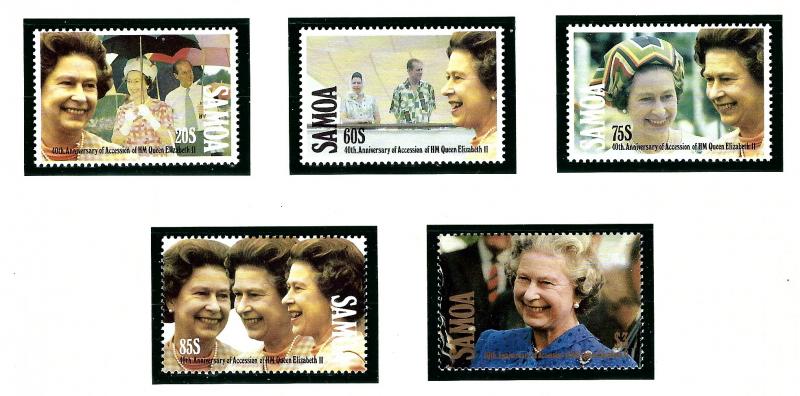 Samoa 805-09 MNH 1992 QEII 40th Anniv of Reign