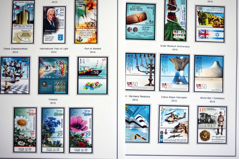 COLOR PRINTED ISRAEL [+TABS] 2011-2020 STAMP ALBUM PAGES (81 illustrated pages)