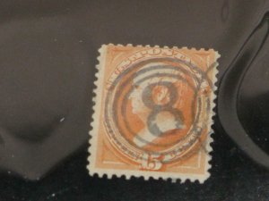 US 15 CENT DANIEL WEBSTER WITH FANCY # 8 IN TRIPLE CIRCLE CANCEL