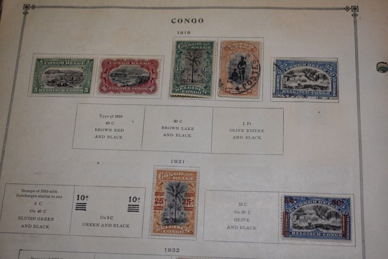 BELGIAN CONGO OLD COLLECTION 1886 - 1940 ON OLD SCOTT PAGES BIN795