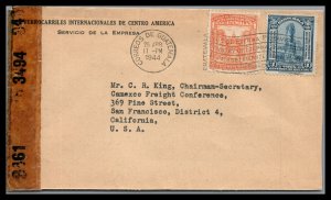 Guatemala 1944 Censored Cover Ferrocarriles Internacionales De Centro America
