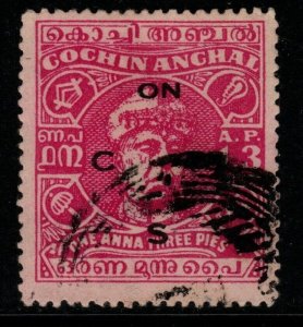 INDIA-COCHIN SGO82 1947 1a3p MAGENTA OFFICIAL USED