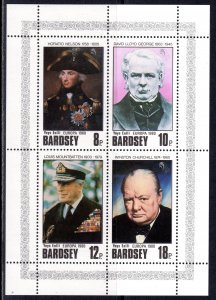 BARDSEY ISLAND 1980 WISTON CHURCHILL-LOUIS MOUNTBATTEN-NELSON  S/S MNH