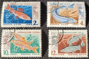 Russia, 1966, Fish of Lake Baikal, short set of 4, #3240-44, used, SCV$1.00