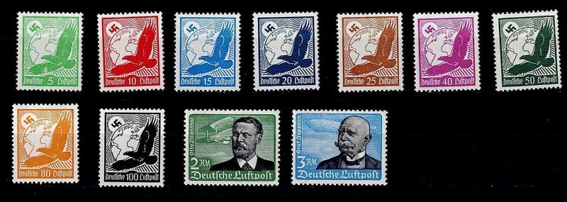 Germany Scott #C46-C56 Third Reich 1934 Air Post MNH stamps aviation pioneers