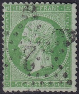 France 1862 Sc 23a used 2 (Paris district) star cancel