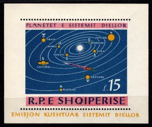 1964 Albania Scott #- 786 Solar System Imperforate Sheet MNH