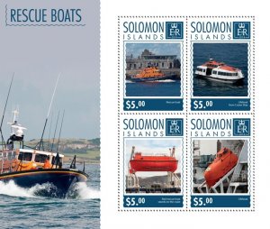 SOLOMON IS. - 2014 - Rescue Boats - Perf 4v Sheet - Mint Never Hinged