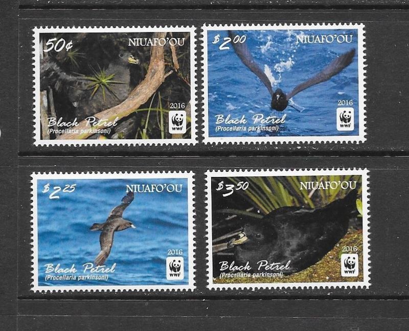 BIRDS - NIUAFO'OU #339-42  BLACK PETREL  WWF  MNH