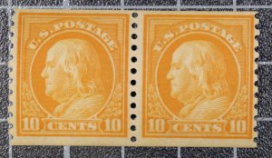 Scott 497 - 10 Cents Franklin - MNH - Coil Pair - SCV $85.00