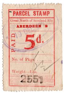 (I.B) Great North of Scotland Railway : Parcel Stamp 5d (Aberdeen)