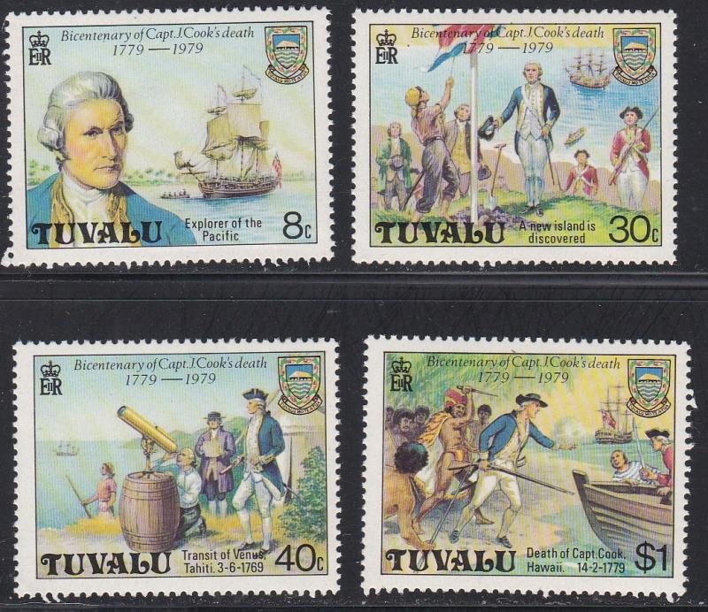 Tuvalu # 114-117, Capt. Cook Death Bicentenial, NH, 1/2 Cat.