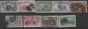 US # 230-238 Columbian Exposition (U)* CV. $155.20