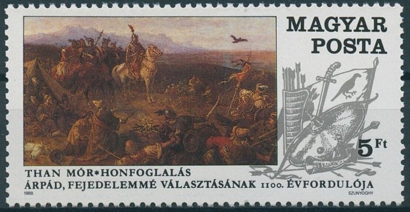 Hungary Stamps 1989 MNH Arpad Prince of Magyars Paintings Art Mor Than 1v Set