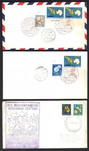 JAPAN NEW ZEALAND 1967 THREE ANTARCTIC COVERS POSTED ON BOARD RESEARCH SHIPS