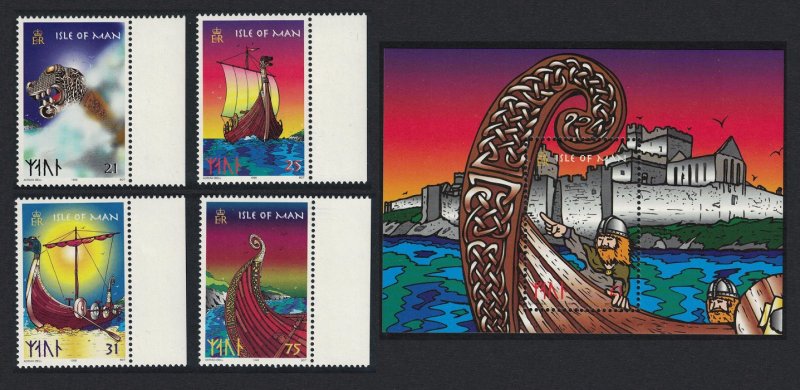 Isle of Man Viking Longships 4v+MS SG#793-MS797