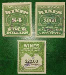 US Wine Stamp Mix 1916-41 Rare $9.60 Used NH Sound
