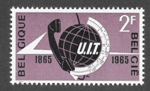 Belgium Scott 630 MNHOG - 1965 Centenary of the ITU Issue