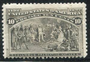 1893 US Stamp #237 A78 10c Mint Original Gum Columbian Expo Catalog Value $90