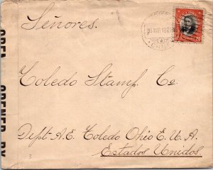 SCHALLSTAMPS CHILE 1918 WWI POSTAL HISTORY CENSORED COVER ADDR USA CANC