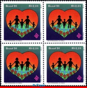 2512 BRAZIL 1994 INTL.YEAR OF THE FAMILY, LOVE CELEBRATIONS, MI# 2613, BLOCK MNH