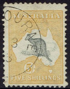 AUSTRALIA 1913 KANGAROO 5/- 1ST WMK USED/CTO 